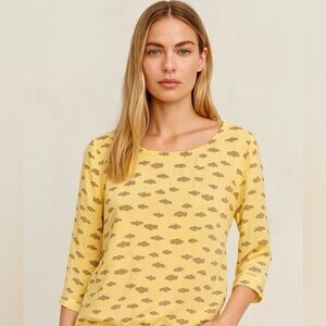 Anthropologie Maeve Yellow Cloud Print Silk Blouse